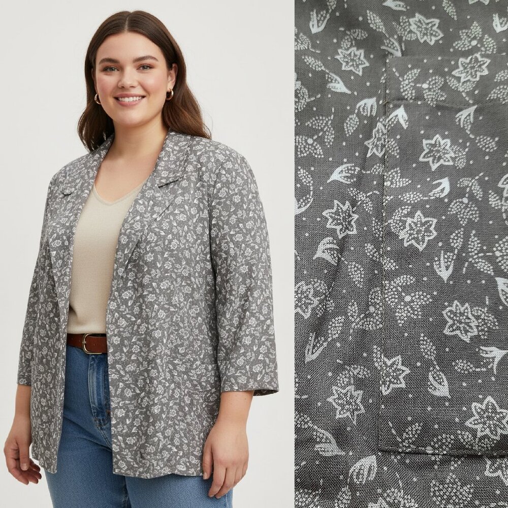 Vtg 70s mini floral rayon blazer - Anna G brand